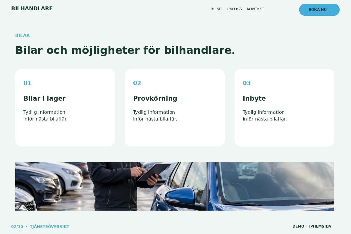 Tjänsteöversikt – Bilar för bilhandlare