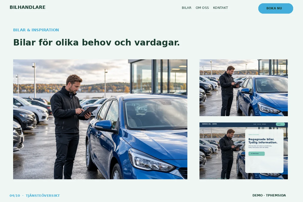 Tjänsteöversikt – Bilgalleri för bilhandlare