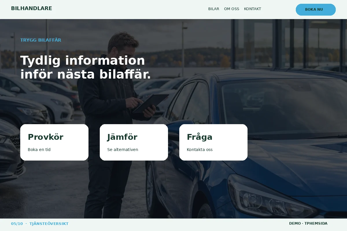 Tjänsteöversikt – Trygg bilaffär för bilhandlare