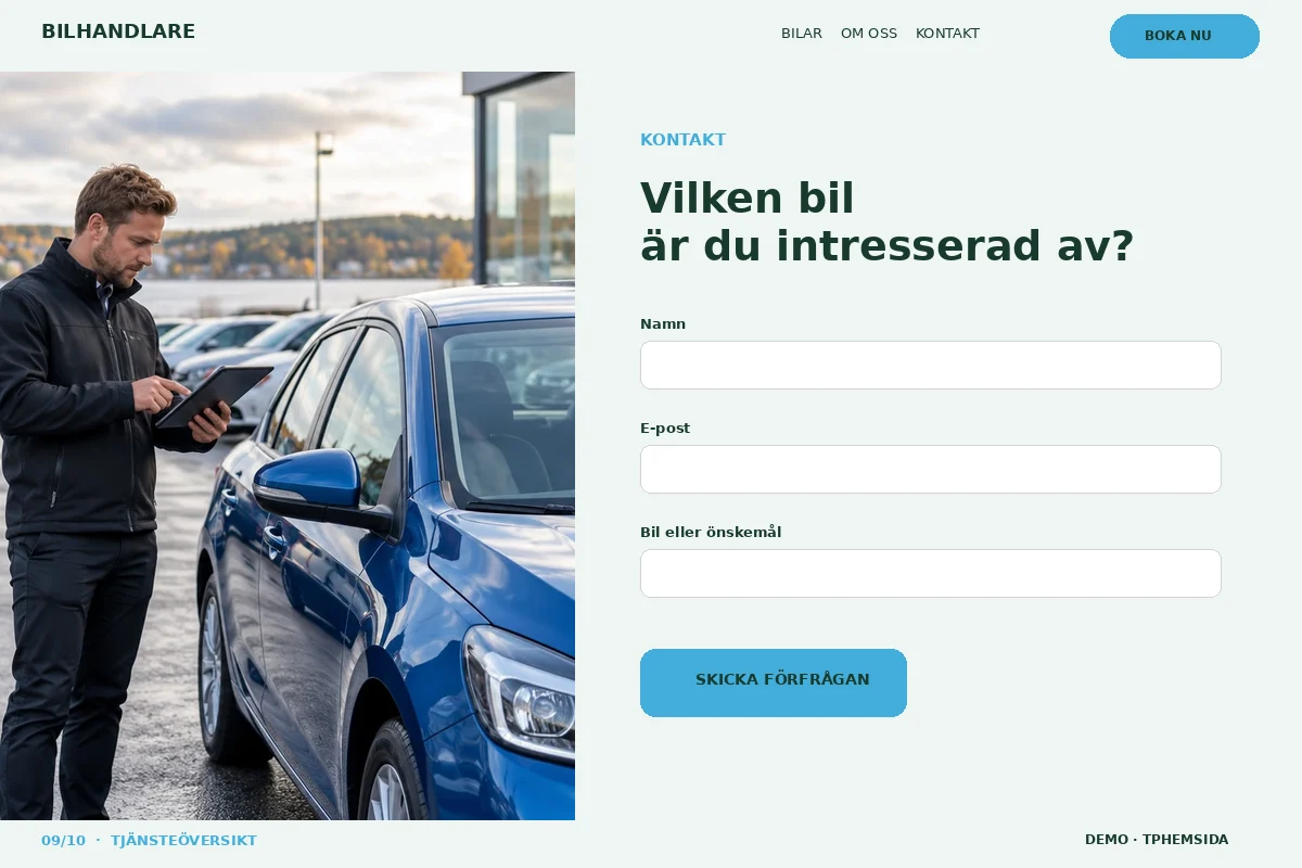 Tjänsteöversikt – Kontakt för bilhandlare