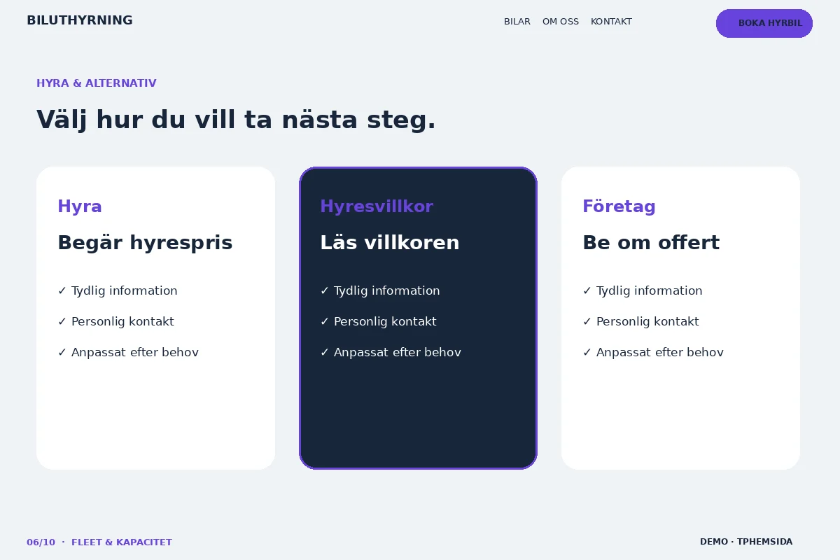 Fleet & Kapacitet – Hyra & alternativ för biluthyrning