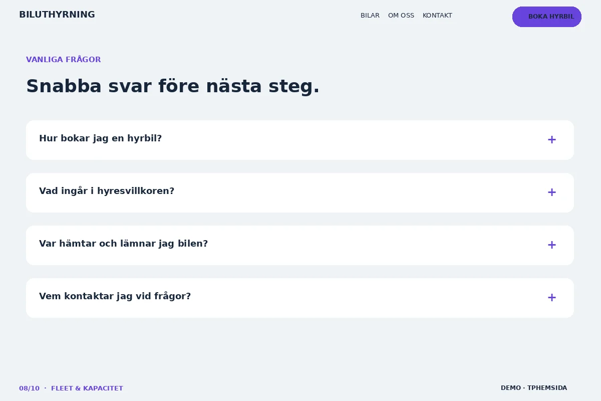 Fleet & Kapacitet – Vanliga frågor för biluthyrning