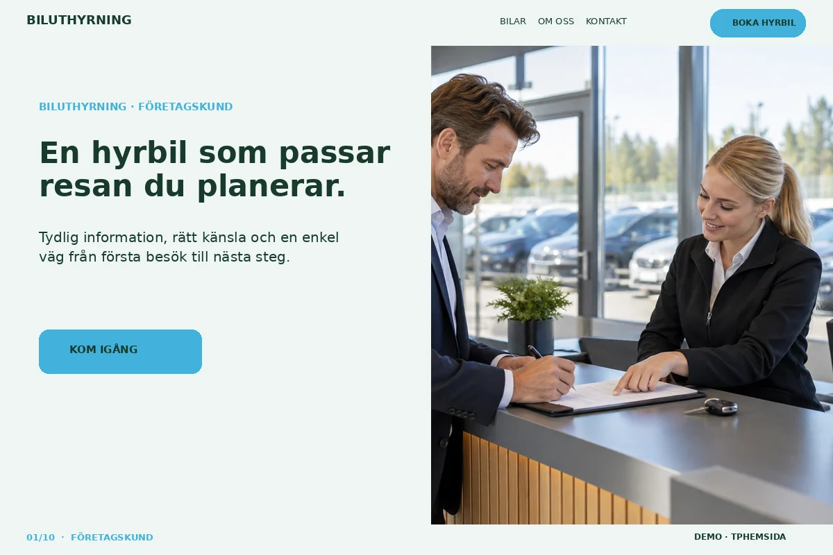 Företagskund – Startsida för biluthyrning