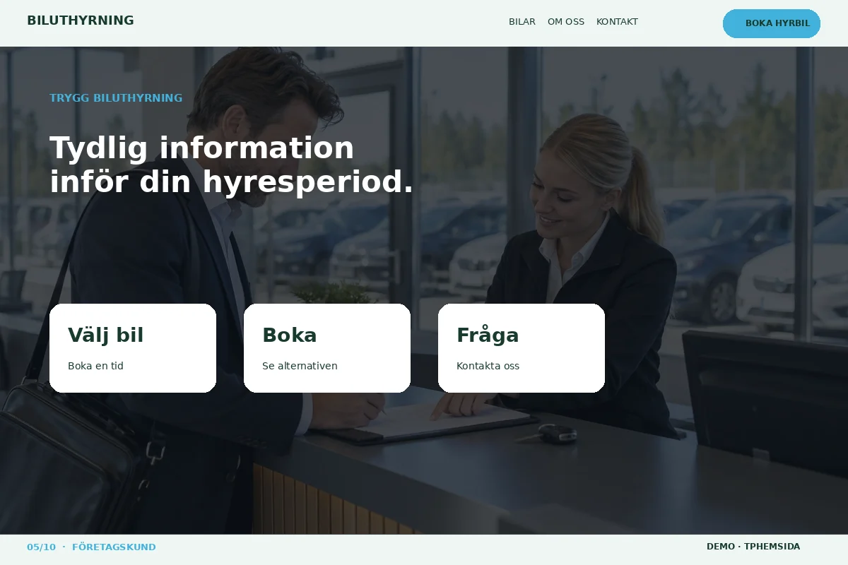 Företagskund – Trygg hyra för biluthyrning