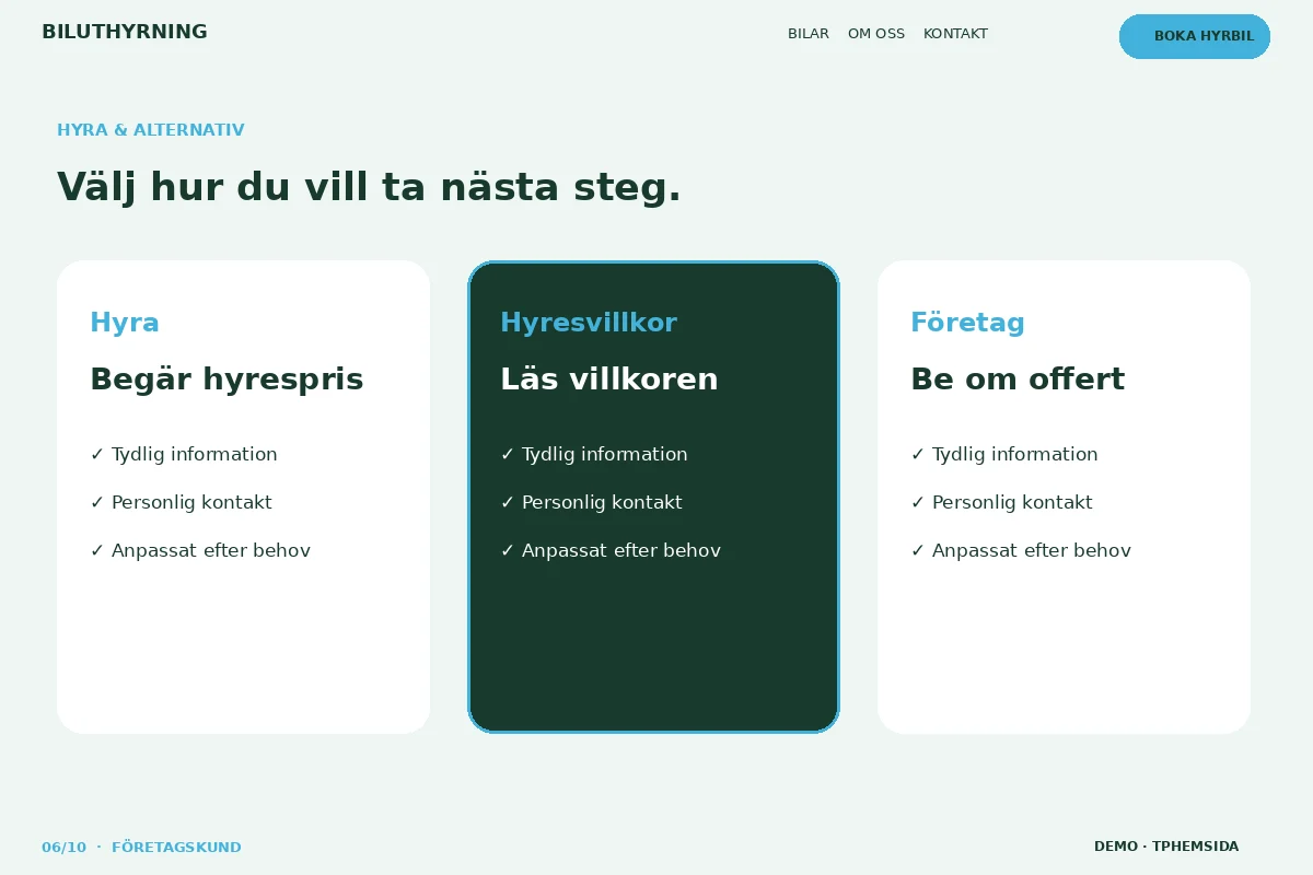 Företagskund – Hyra & alternativ för biluthyrning