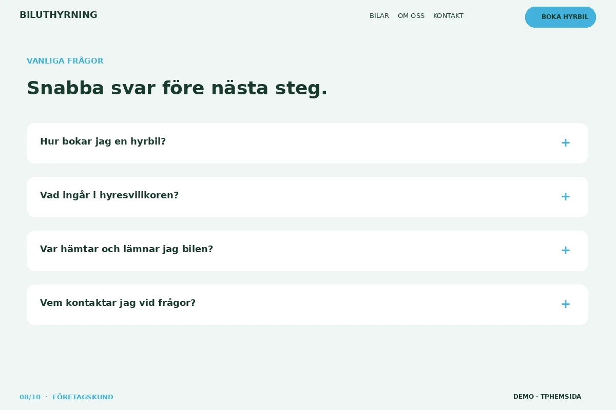 Företagskund – Vanliga frågor för biluthyrning