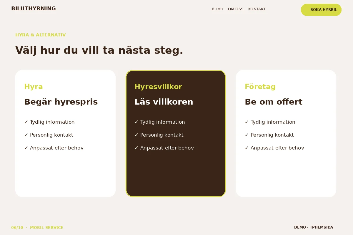 Mobil Service – Hyra & alternativ för biluthyrning