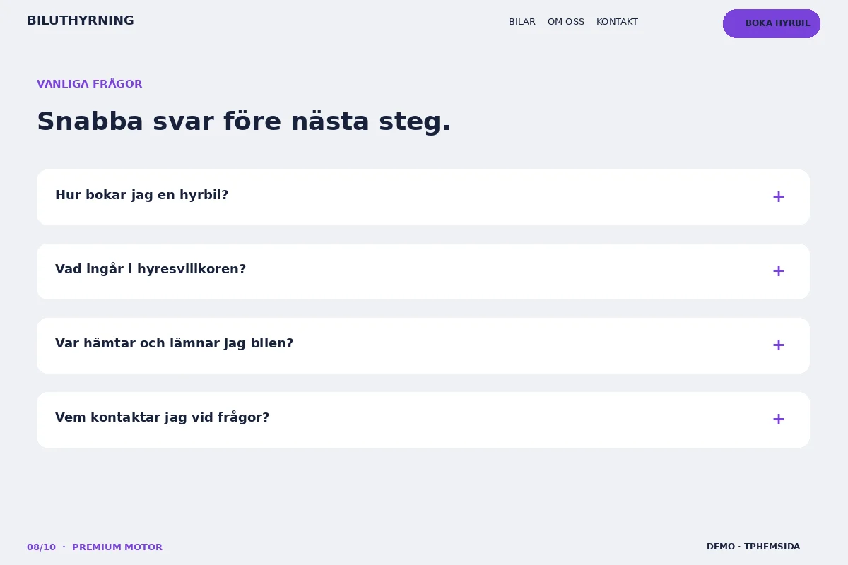 Premium Motor – Vanliga frågor för biluthyrning