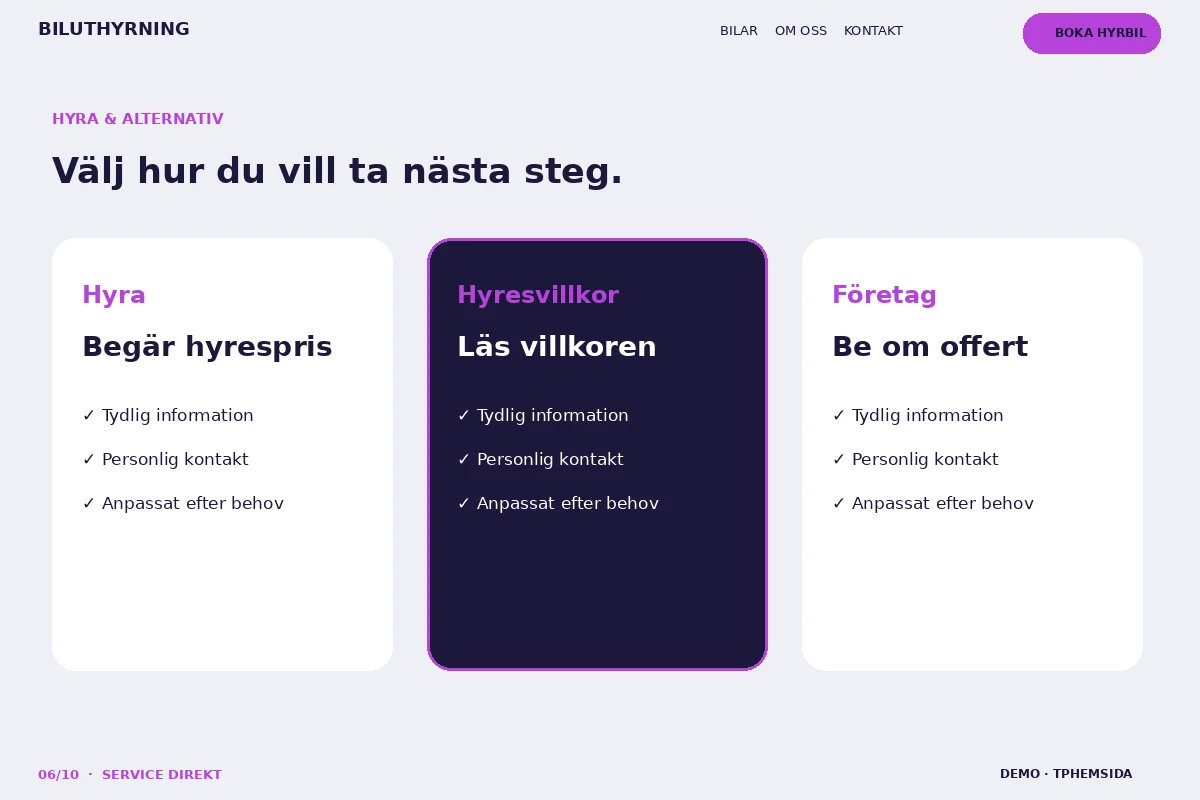 Service Direkt – Hyra & alternativ för biluthyrning
