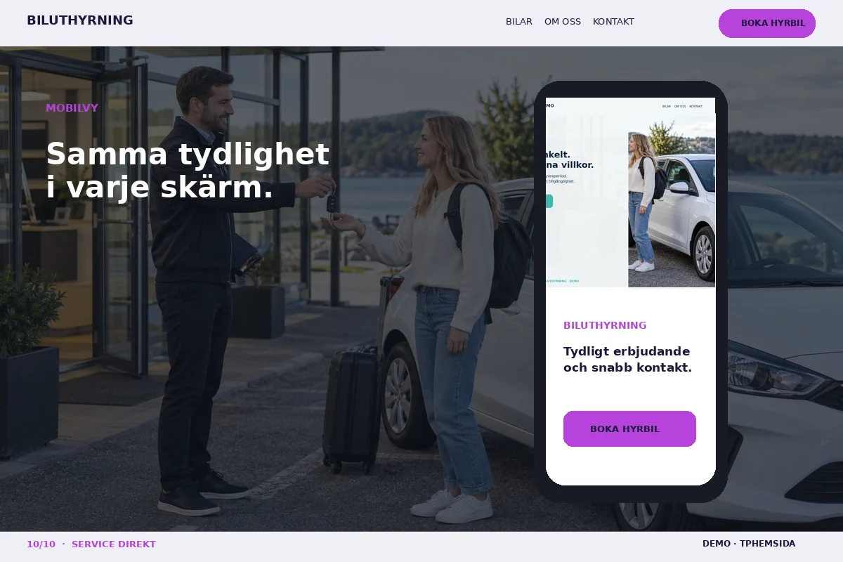 Service Direkt – Mobilvy för biluthyrning