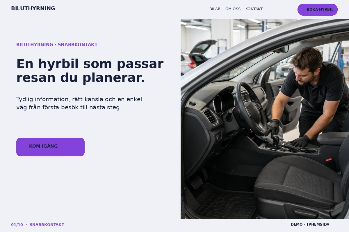 Snabbkontakt – Startsida för biluthyrning