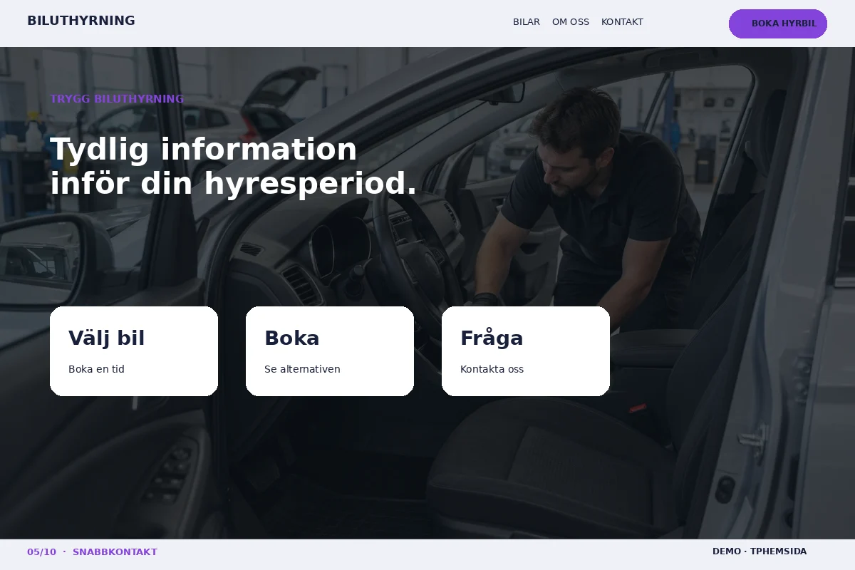 Snabbkontakt – Trygg hyra för biluthyrning