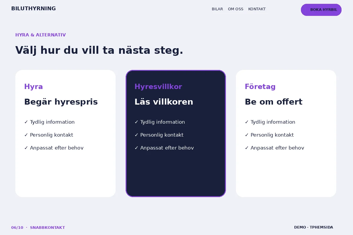 Snabbkontakt – Hyra & alternativ för biluthyrning