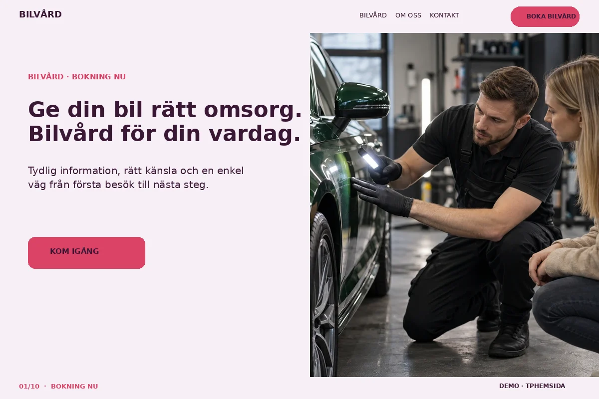 Bokning Nu – Startsida för bilvård