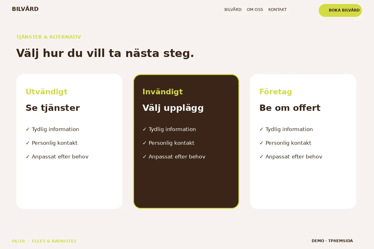 Fleet & Kapacitet – Tjänster & alternativ för bilvård
