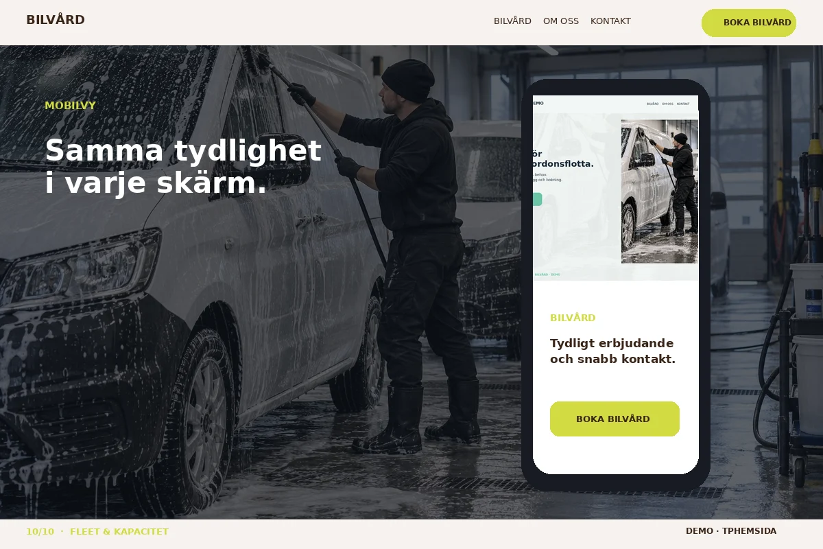 Fleet & Kapacitet – Mobilvy för bilvård