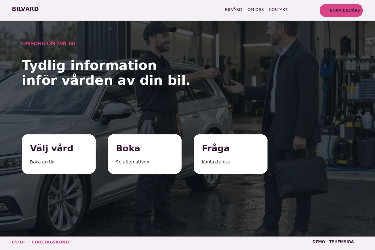 Företagskund – Omsorg om bilen för bilvård