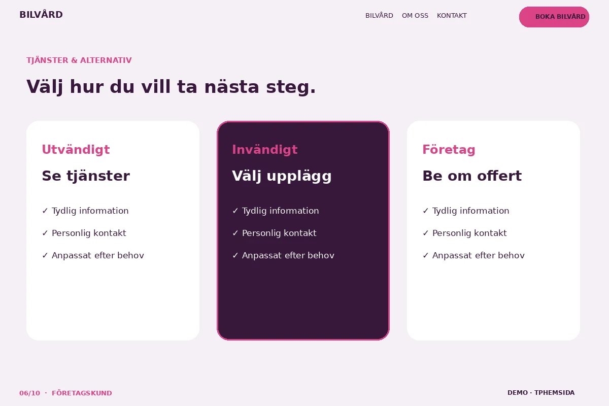 Företagskund – Tjänster & alternativ för bilvård