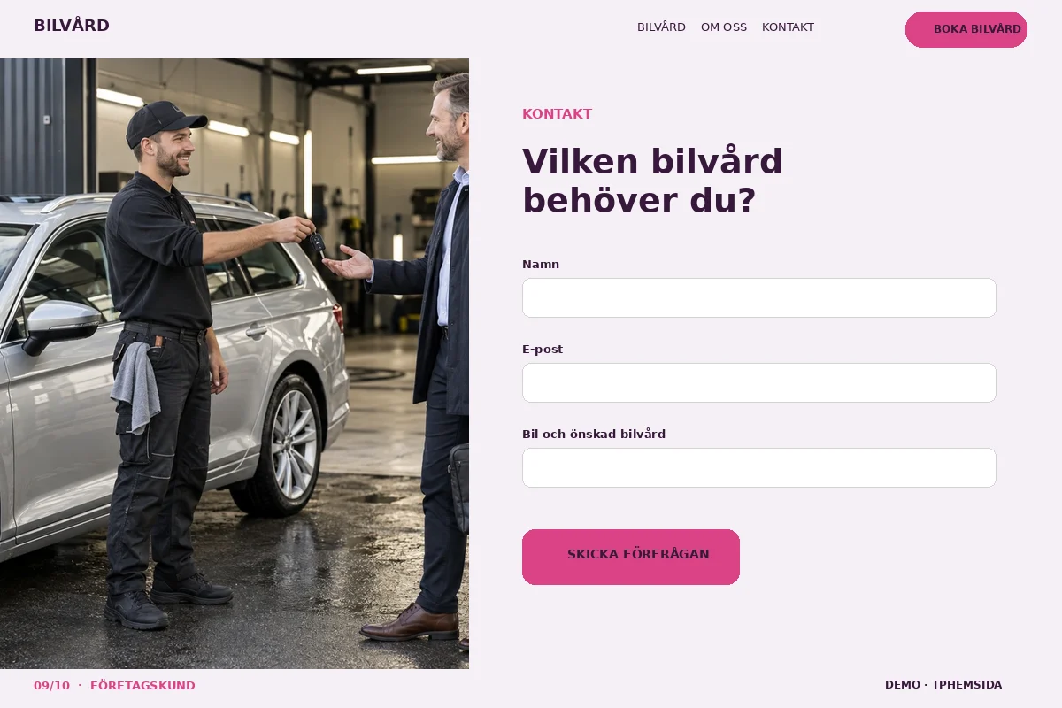 Företagskund – Kontakt för bilvård