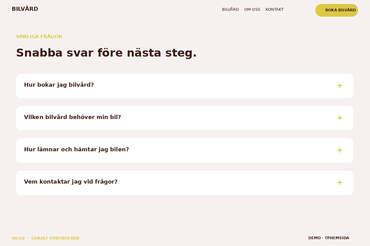 Lokalt Förtroende – Vanliga frågor för bilvård