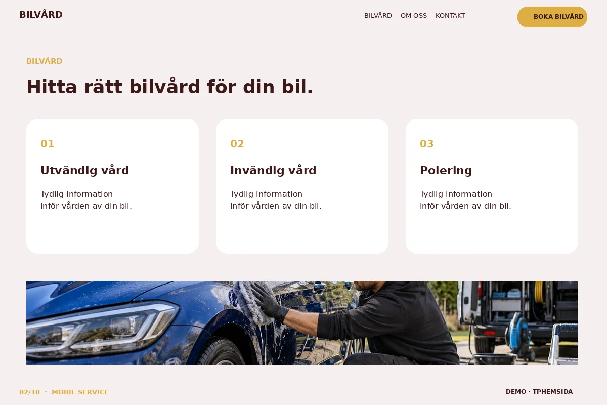 Mobil Service – Bilvård för bilvård