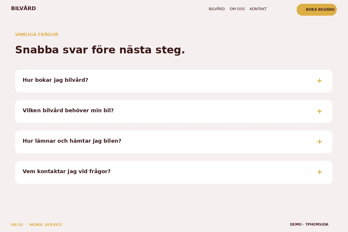 Mobil Service – Vanliga frågor för bilvård
