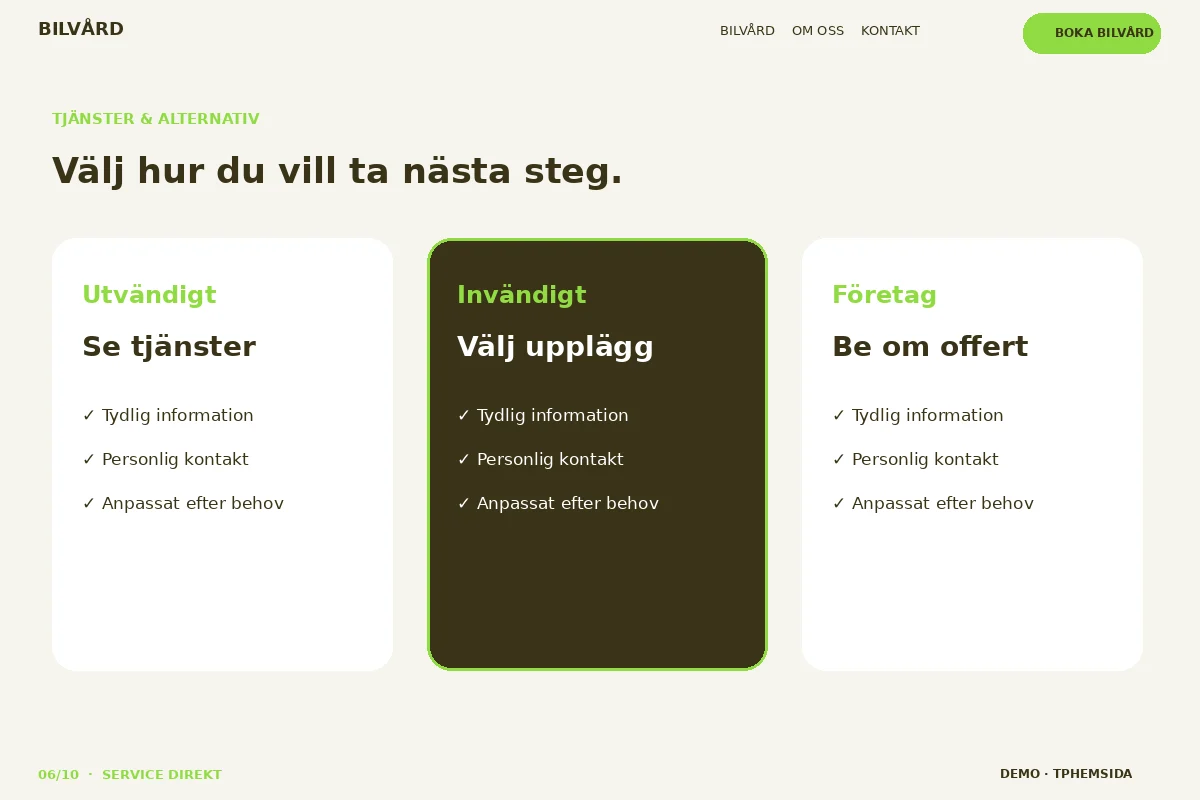 Service Direkt – Tjänster & alternativ för bilvård