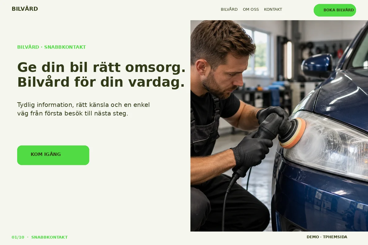 Snabbkontakt – Startsida för bilvård