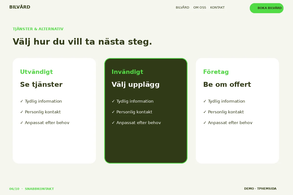 Snabbkontakt – Tjänster & alternativ för bilvård