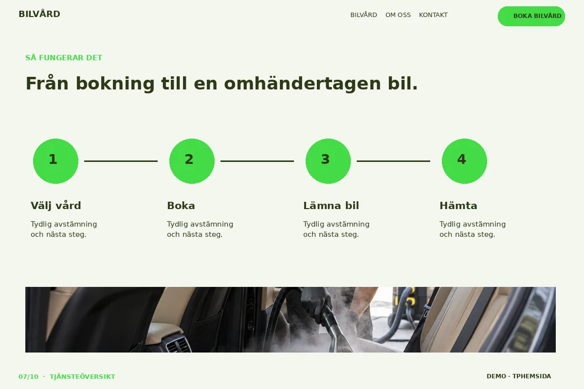 Tjänsteöversikt – Så fungerar det för bilvård