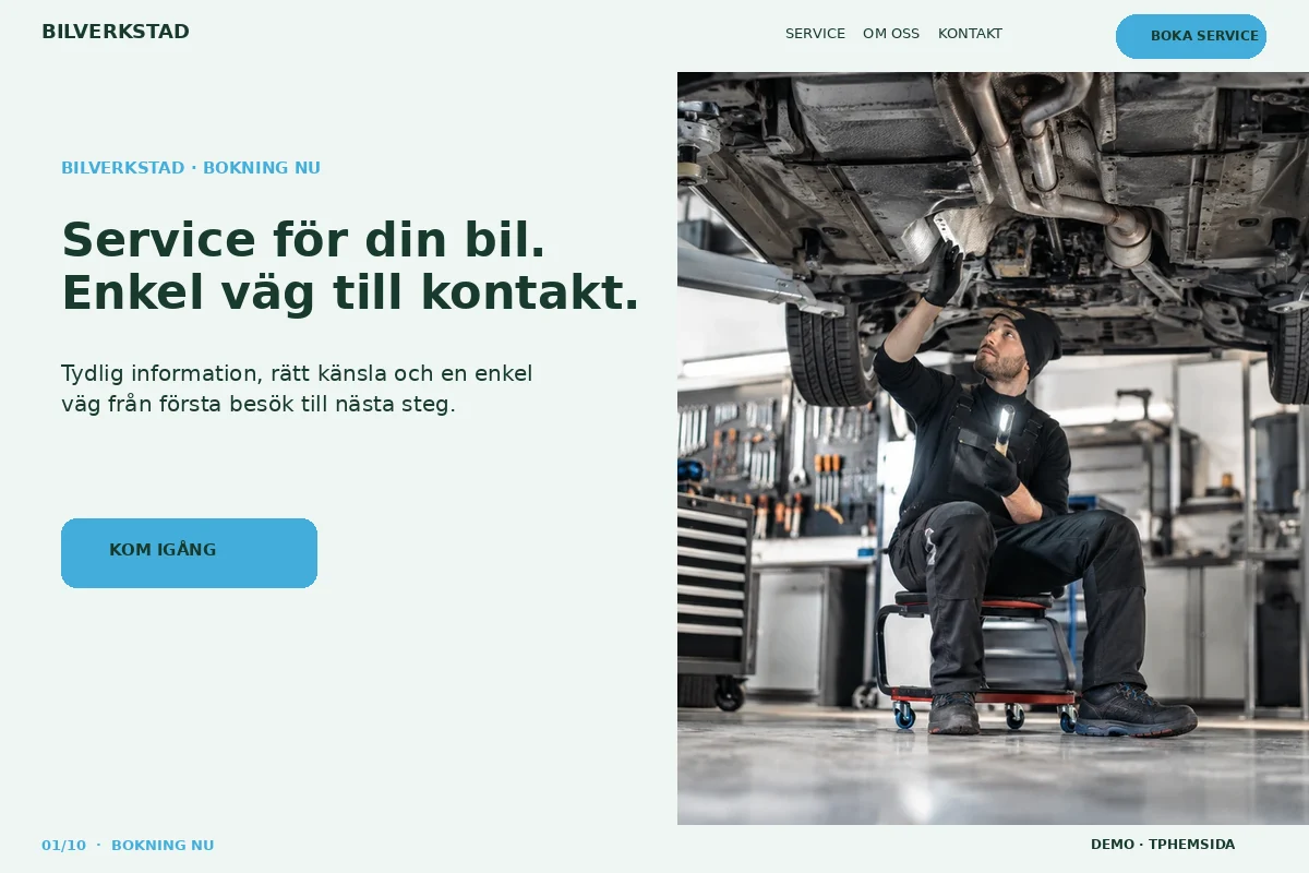 Bokning Nu – Startsida för bilverkstad