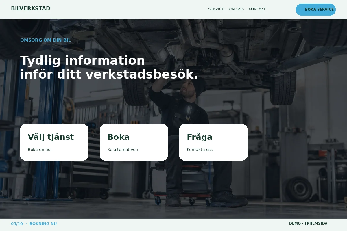 Bokning Nu – Inför service för bilverkstad