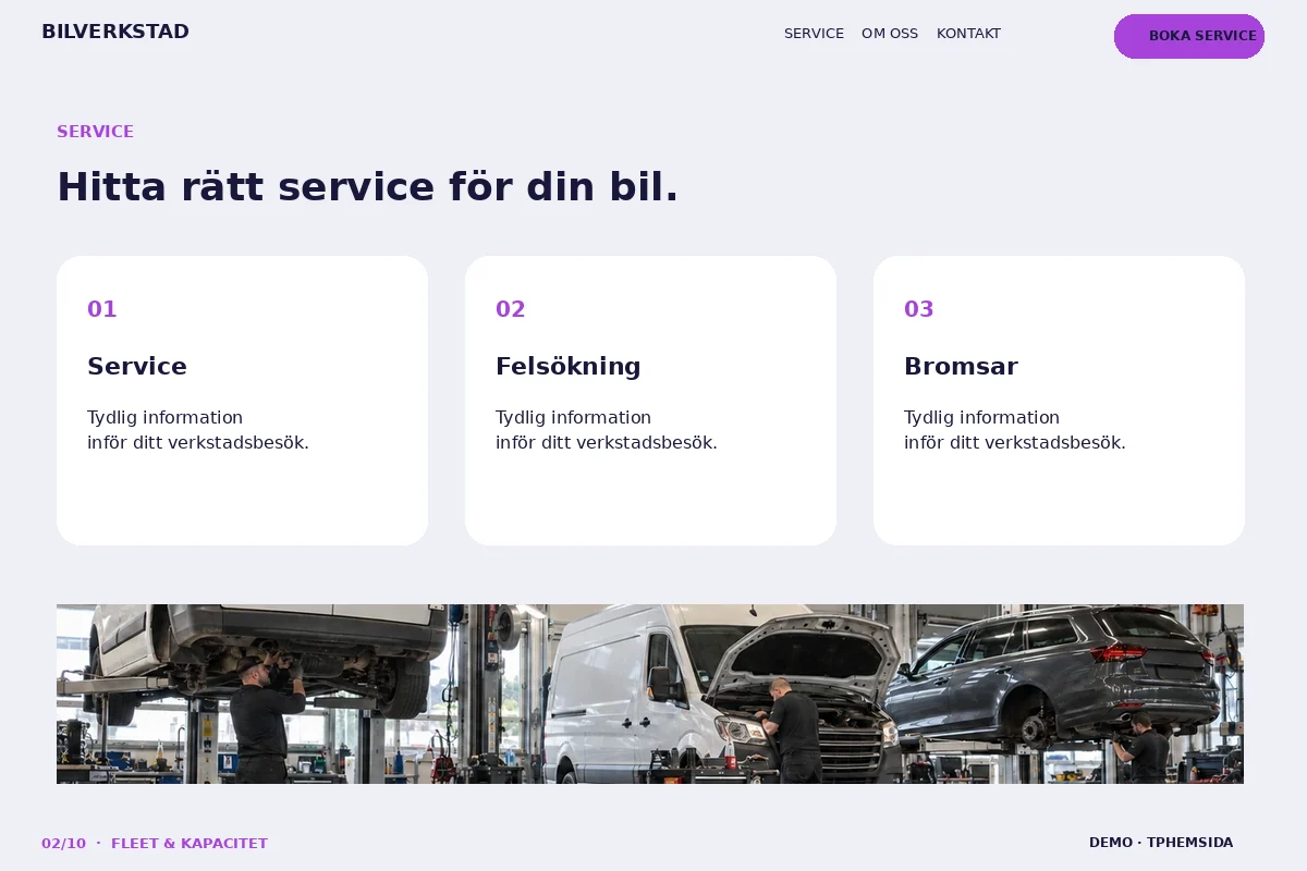 Fleet & Kapacitet – Bilservice för bilverkstad