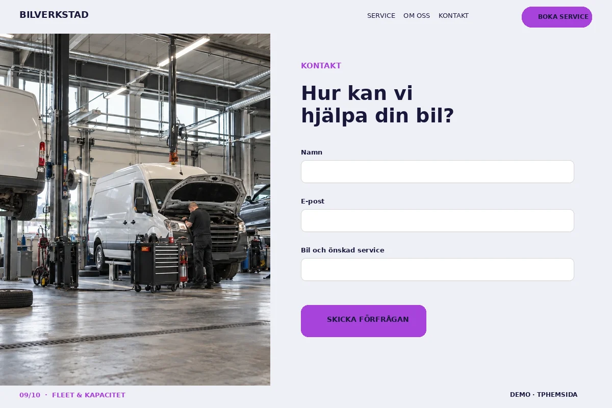 Fleet & Kapacitet – Kontakt för bilverkstad