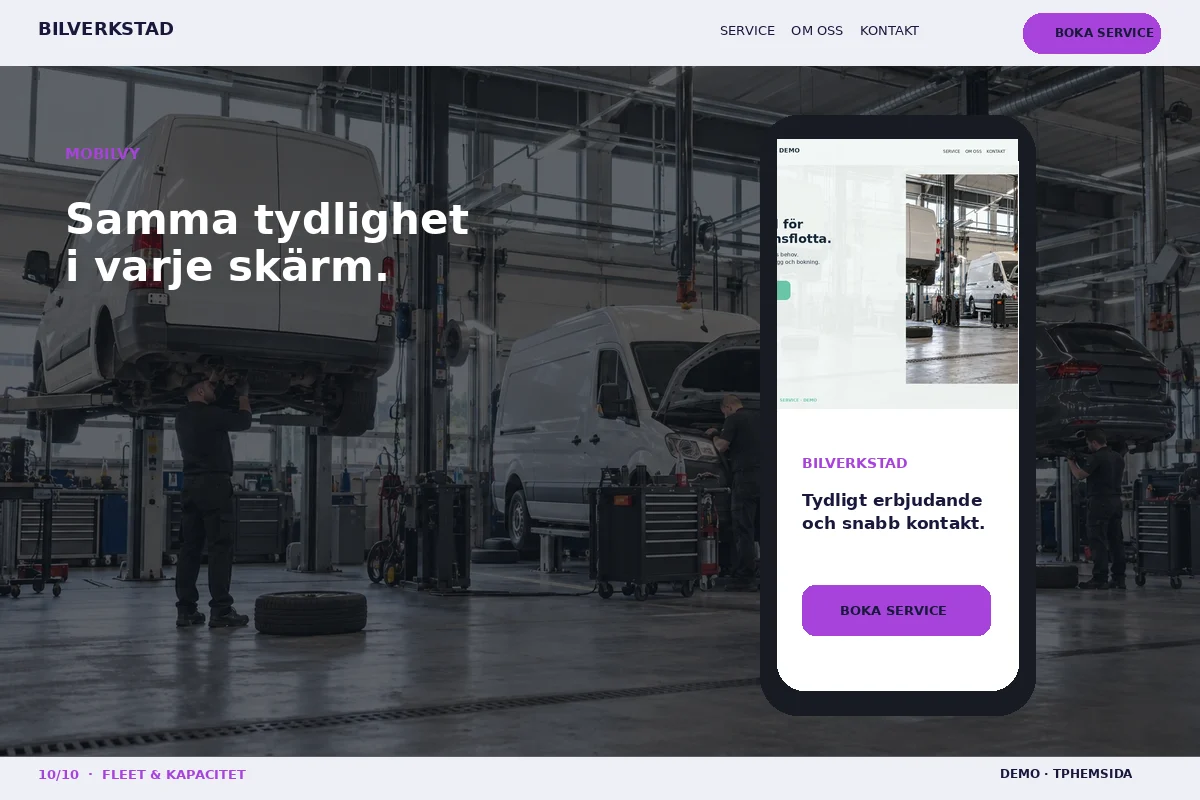 Fleet & Kapacitet – Mobilvy för bilverkstad