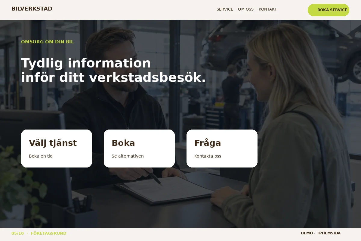 Företagskund – Inför service för bilverkstad