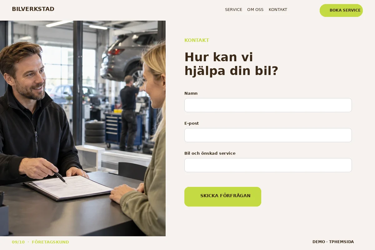 Företagskund – Kontakt för bilverkstad