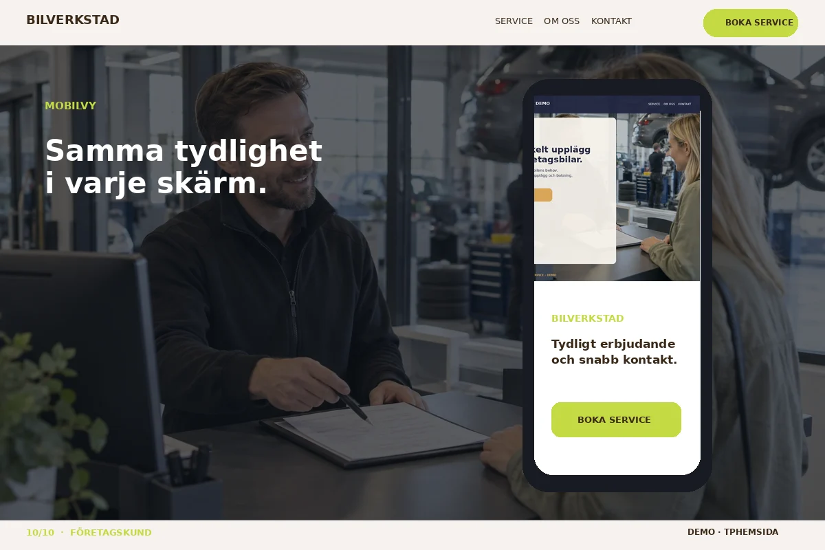 Företagskund – Mobilvy för bilverkstad