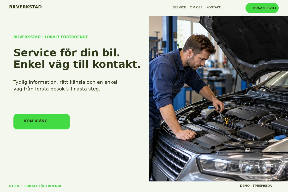 Lokalt Förtroende – Startsida för bilverkstad