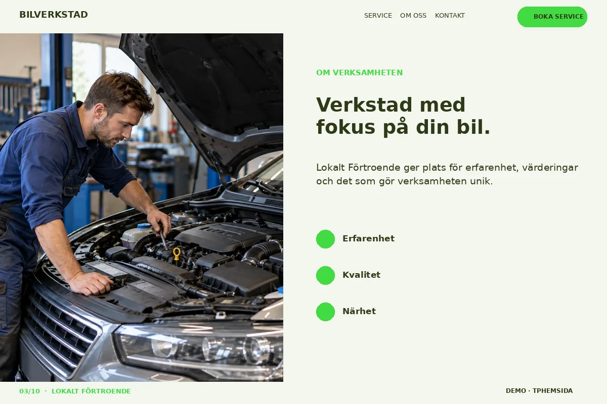 Lokalt Förtroende – Om företaget för bilverkstad