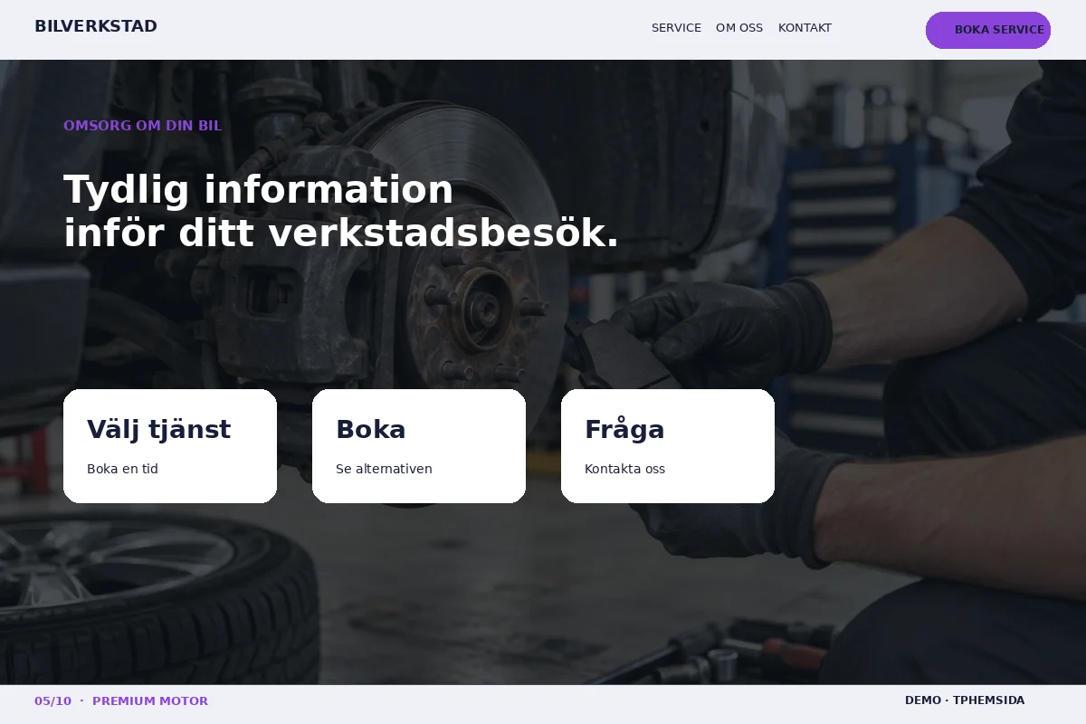 Premium Motor – Inför service för bilverkstad