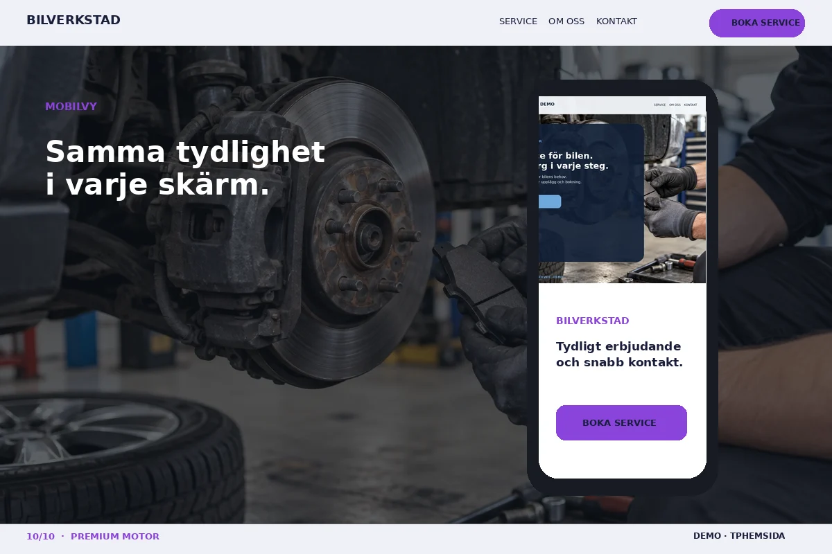 Premium Motor – Mobilvy för bilverkstad
