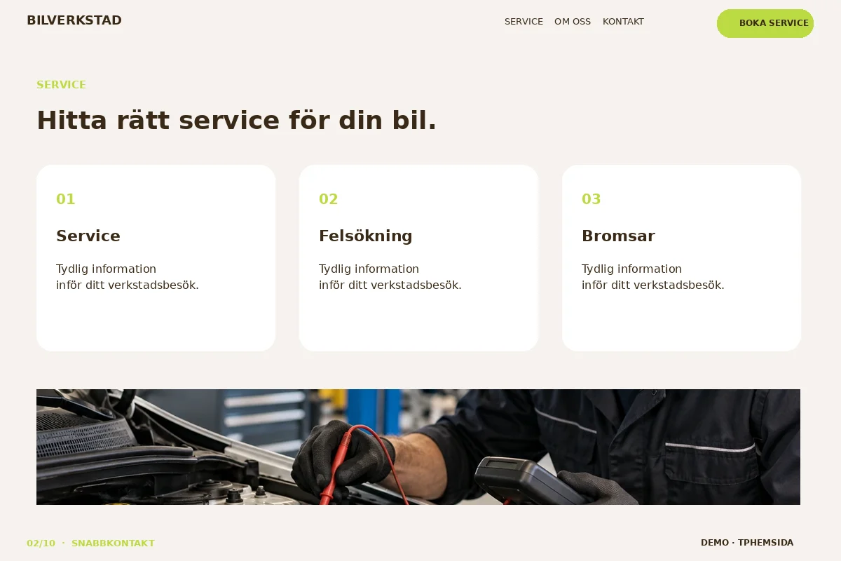 Snabbkontakt – Bilservice för bilverkstad