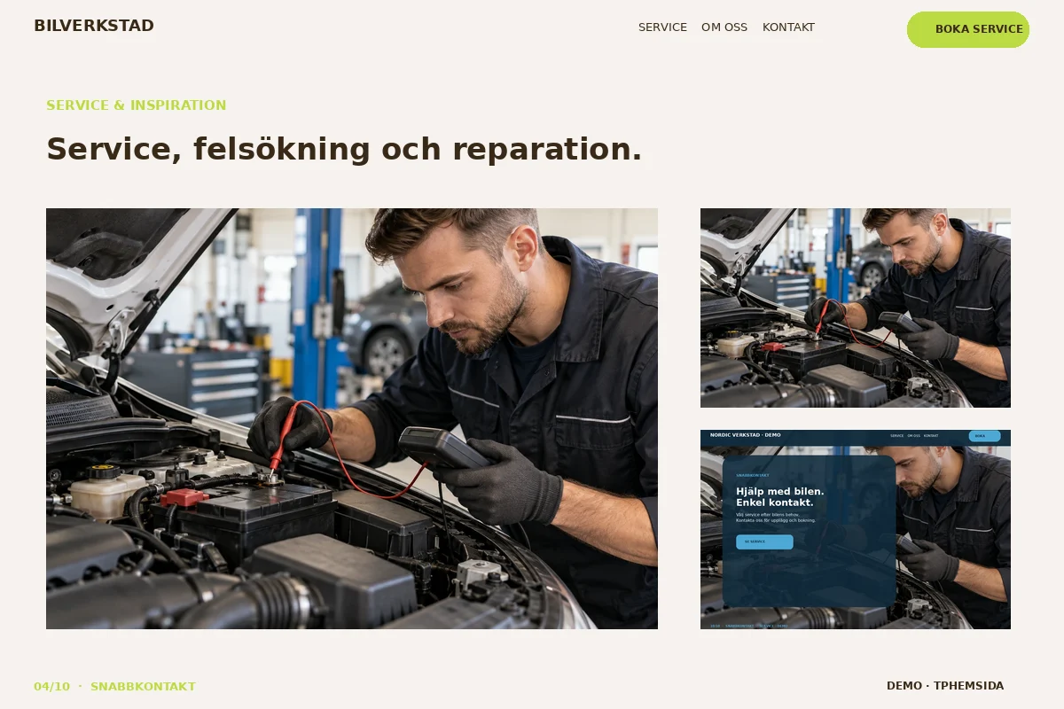 Snabbkontakt – Verkstadsgalleri för bilverkstad