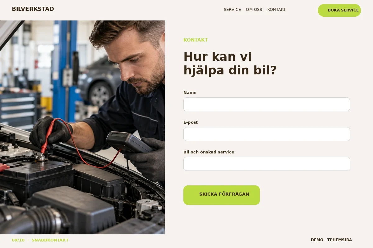Snabbkontakt – Kontakt för bilverkstad
