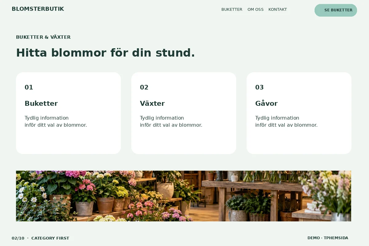 Category First – Buketter & växter för blomsterbutik