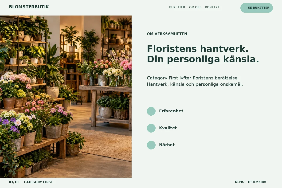 Category First – Om floristen för blomsterbutik