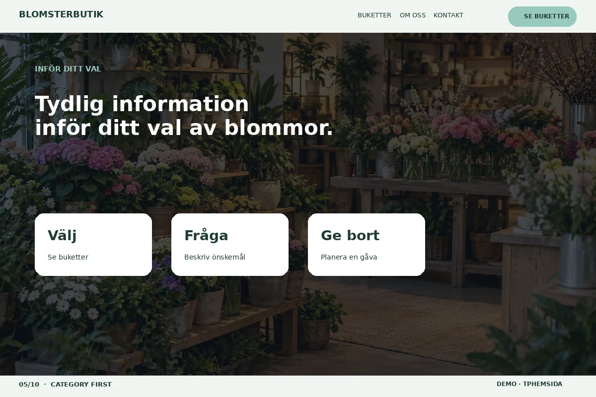 Category First – Inför ditt val för blomsterbutik