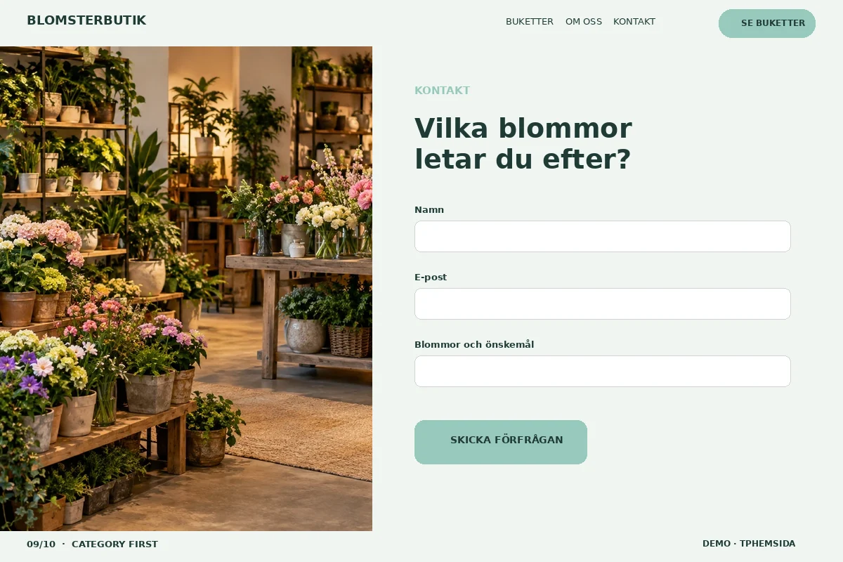Category First – Kontakt för blomsterbutik