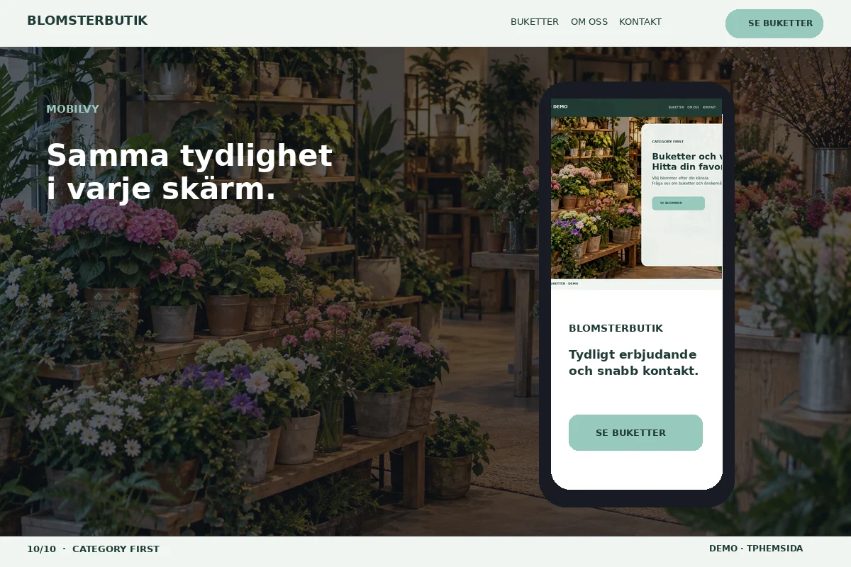 Category First – Mobilvy för blomsterbutik
